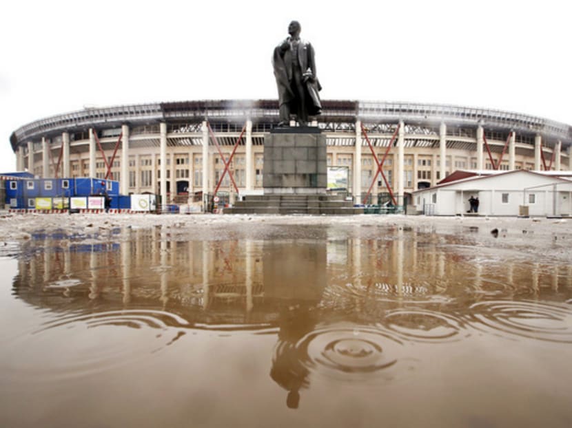 A monument of Soviet State founder Vladimir Lenin outside the Luzhniki Stadium, which is under construction and will be used to host matches during the 2018 World Cup in Russia. Photo: Reuters