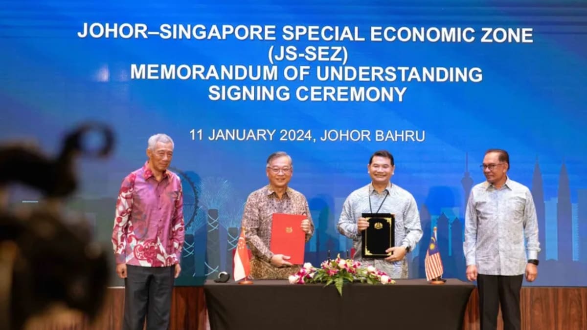 新加坡与马来西亚签署协议在柔佛州设立经济特区； 正在探索免护照进入陆地检查站