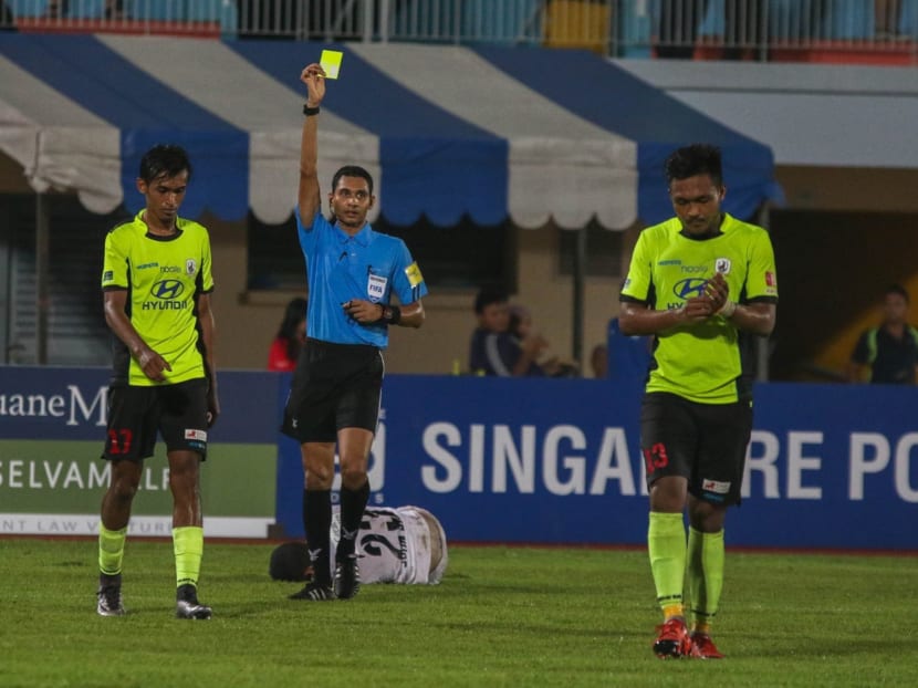Referee Farhad Mohd whose red card to Yazid Yasin infuriated Jorg Steinebrunner. Photo: S. League