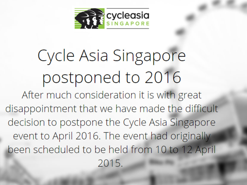 The notice on the Cycle Asia Singapore website announcing the cancellation. Photo: Screenshot