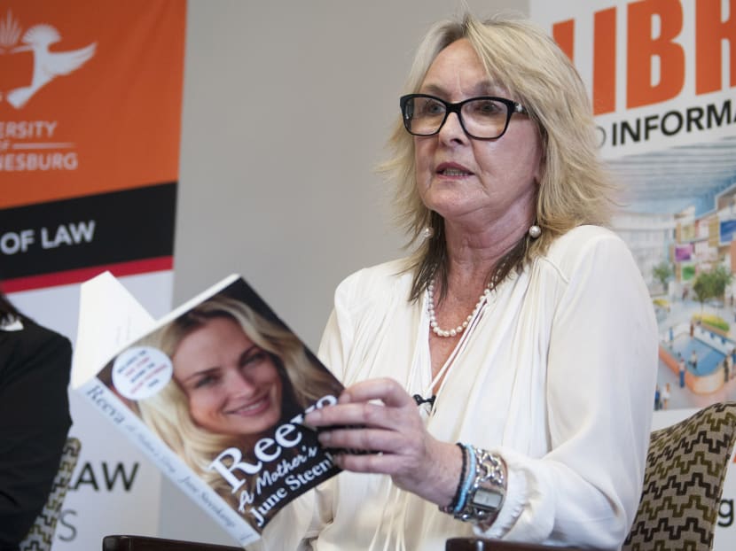 June Steenkamp, the mother of the late Reeva Steenkamp who was shot dead by her  boyfriend Oscar Pistorius in 2013, at the launch of her book on Tuesday, March 10, 2015.  Steenkamp said that she did not care about the appeal hearing by the star athlete. Photo: AP