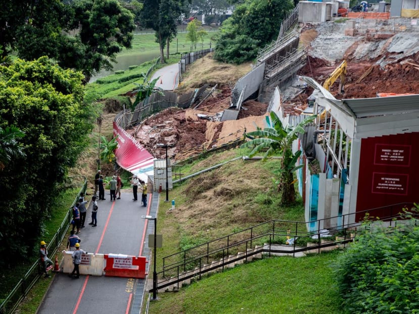 A part of the Ulu Pandan park connector in Clementi was closed off after a landslide in the early hours on Sept 2, 2022.