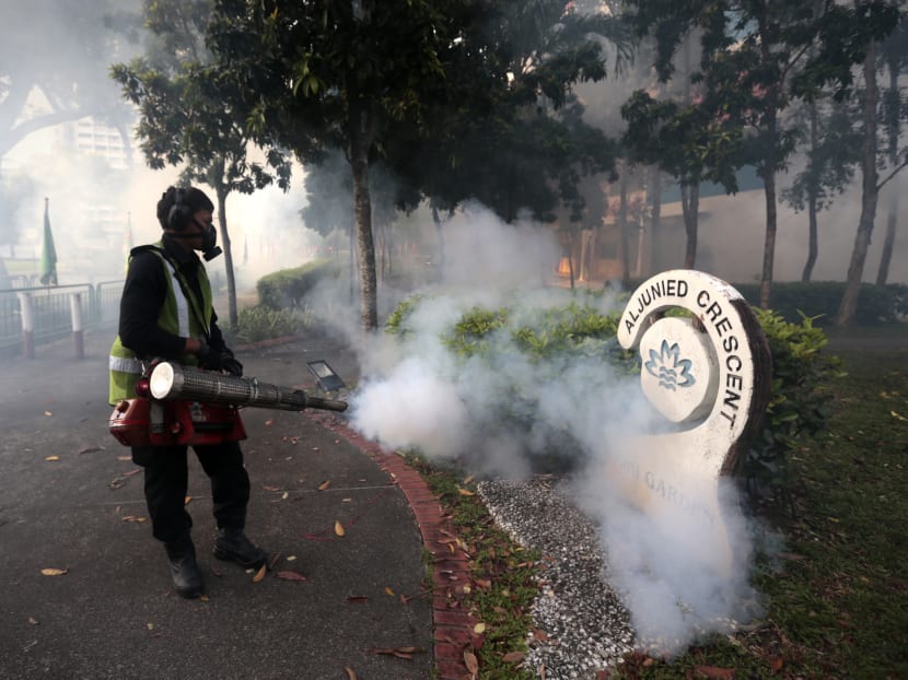 Thermal fogging at Aljunied Crescent on Aug 31, 2016. Photo: Jason Quah