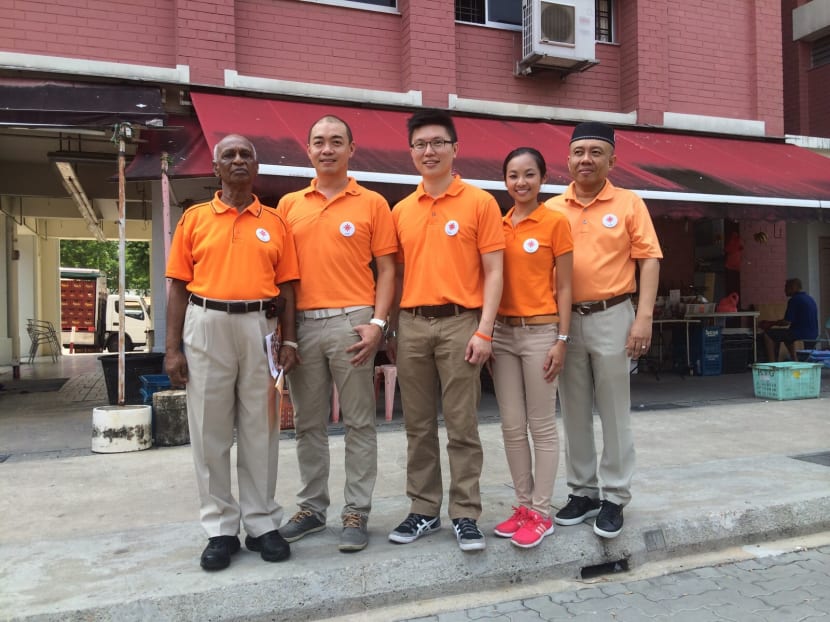 NSP's candidates for Sembawang GRC, including Mr Spencer Ng (centre). Photo: Louisa Tang