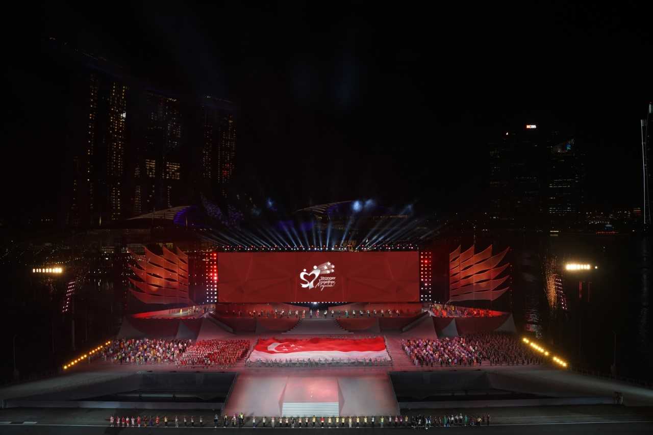 The stage is set for the upcoming National Day Parade show on Aug 9, 2022. The stage is set for the upcoming National Day Parade show on Aug 9, 2022.