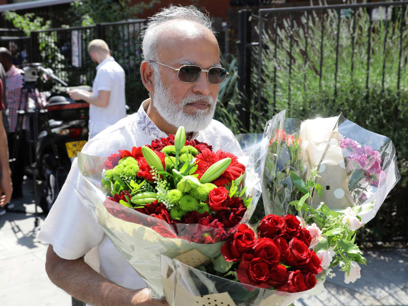 A man arriving with flowers near the Finsbury Park Mosque, the scene of an overnight attack in London, Britain on June 19, 2017.  Photo: Reuters