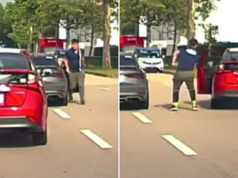 Zou Xin captured on video during the road rage incident along Teban Gardens Crescent on Dec 13, 2021.