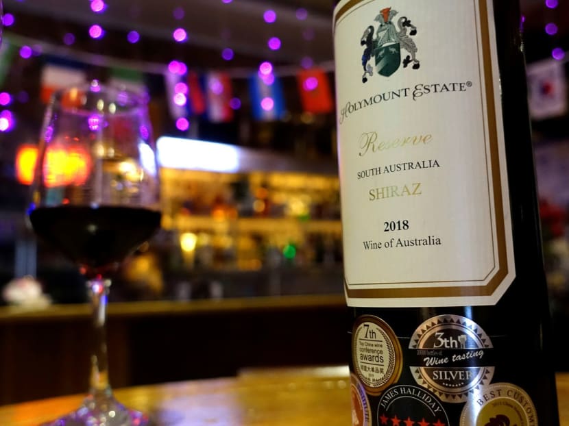 A bottle of Australian wine is pictured at the Ossie Bar and Restaurant, in Beijing, China on Aug 18, 2020. A bottle of Australian wine is pictured at the Ossie Bar and Restaurant, in Beijing, China on Aug 18, 2020.