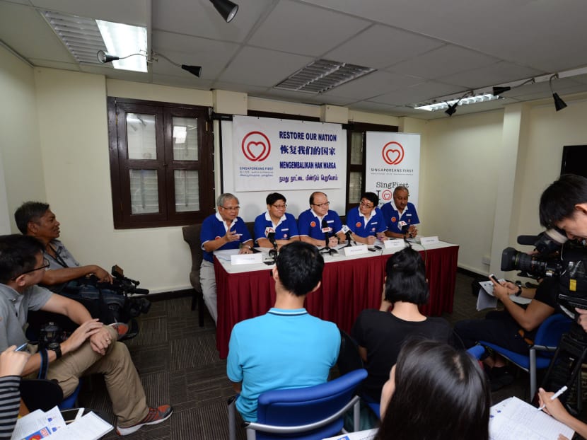 The SingFirst press conference today. Photo: Robin Choo/TODAY