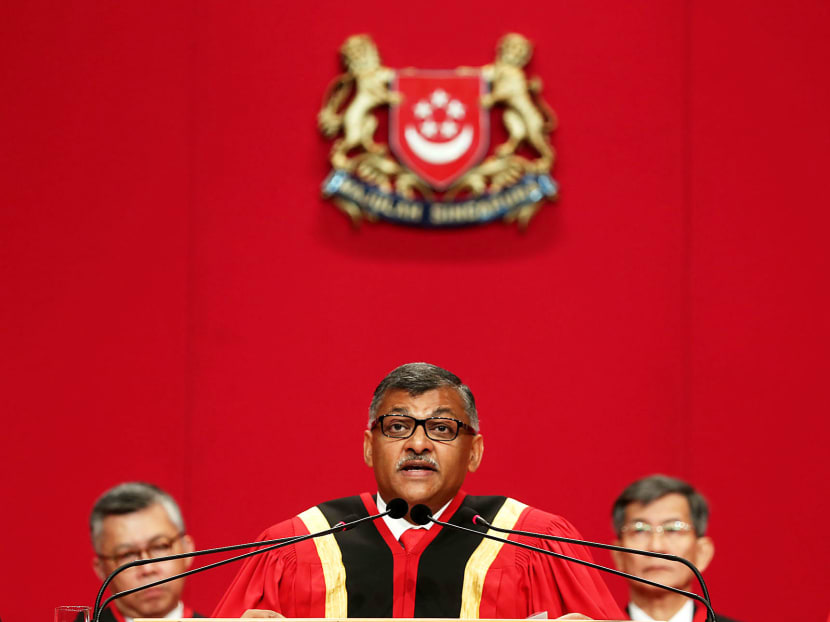 Chief Justice of Singapore Sundaresh Menon speaks during the Opening of 2015 Legal Year on Jan 5, 2015, TODAY file photo