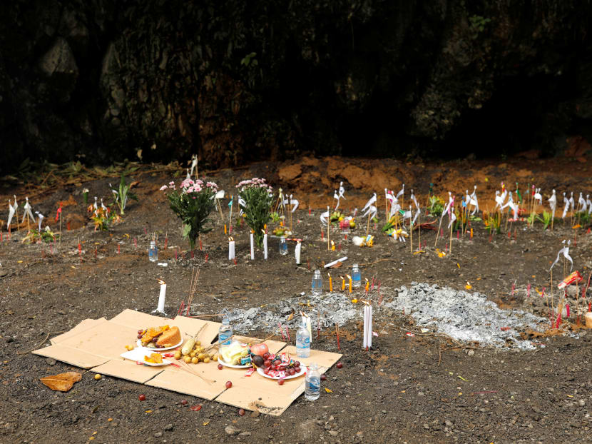 Photo of the day: Offerings placed during the funeral of former Thai Navy diver Saman Kunan, who died during the rescue mission for the 12 boys of the "Wild Boars" soccer team and their coach, near the Tham Luang cave complex in the northern province of Chiang Rai, Thailand on Monday (July 16).