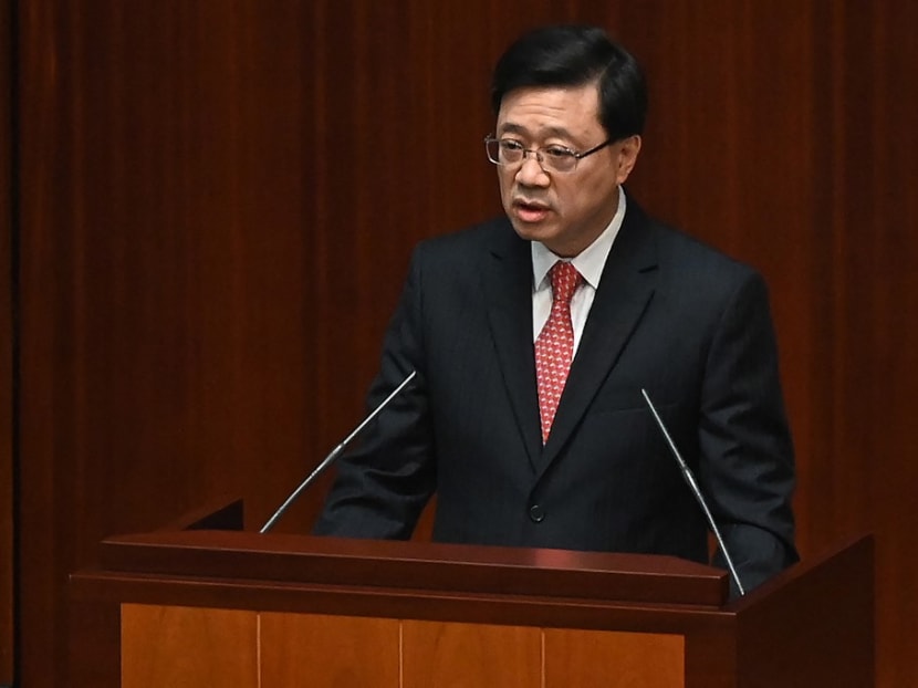 Hong Kong's Chief Executive John Lee delivers his first policy address at the government headquarters in Hong Kong on Oct 19, 2022.
