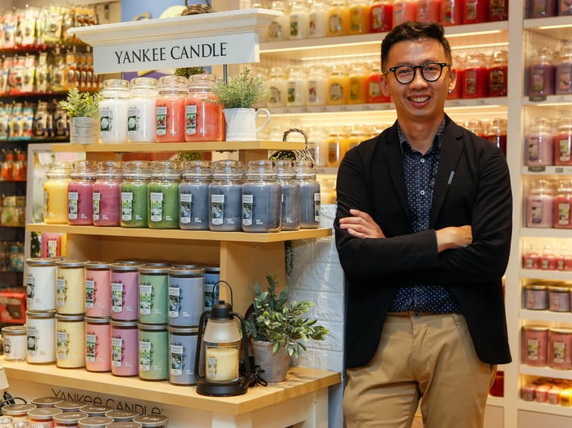 Mr Logan Wong, founder of Pure Senses Pte Ltd and distributor of Yankee Candle, at one of his outlets at Bugis Junction on March 4, 2020.