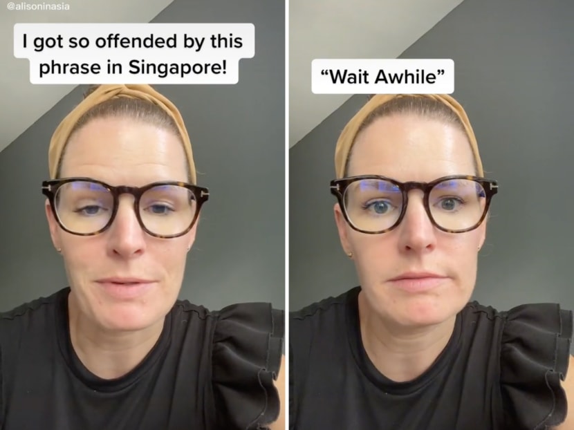 An American expatriate in Singapore talked about why the phrase "wait awhile" initially offended her when someone said it to her here.