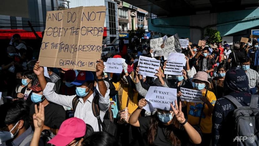 Tens of thousands protest in Myanmar against military coup Tens of thousands protest in Myanmar against military coup