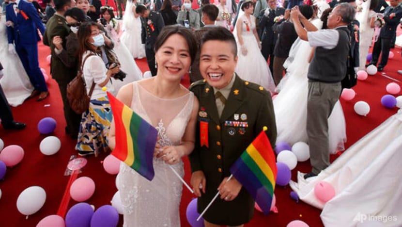 Two same-sex couples in military marry in first for Taiwan