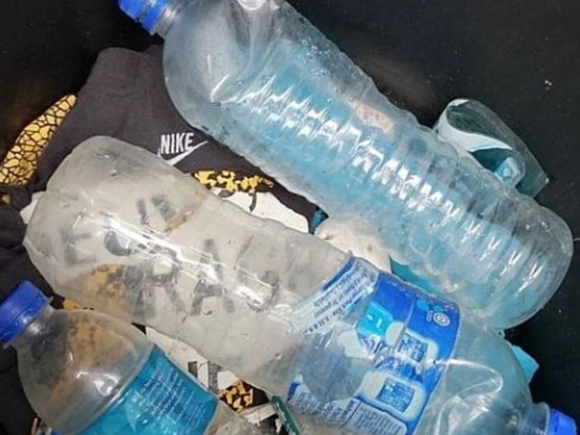 Water bottles at Reunion Island linked to MH370. Photo: Philippe Creissen's Twitter account