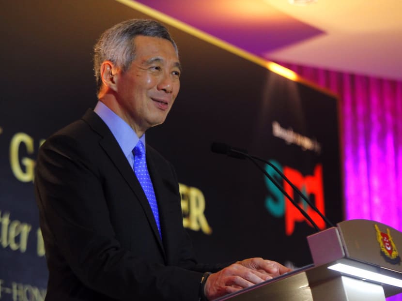 Prime Minister Lee Hsien Loong giving a speech at SPD's golden jubilee gala dinner, celebrating 50 years of service to the disabled community with staff and supporters. Photo: Ernest Chua.