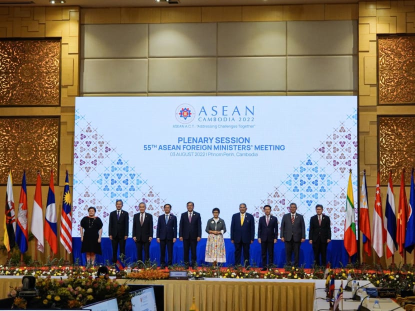 Photo at the 55th Asean Foreign Ministers’ Meeting in Phnom Penh on Aug 3, 2022. 