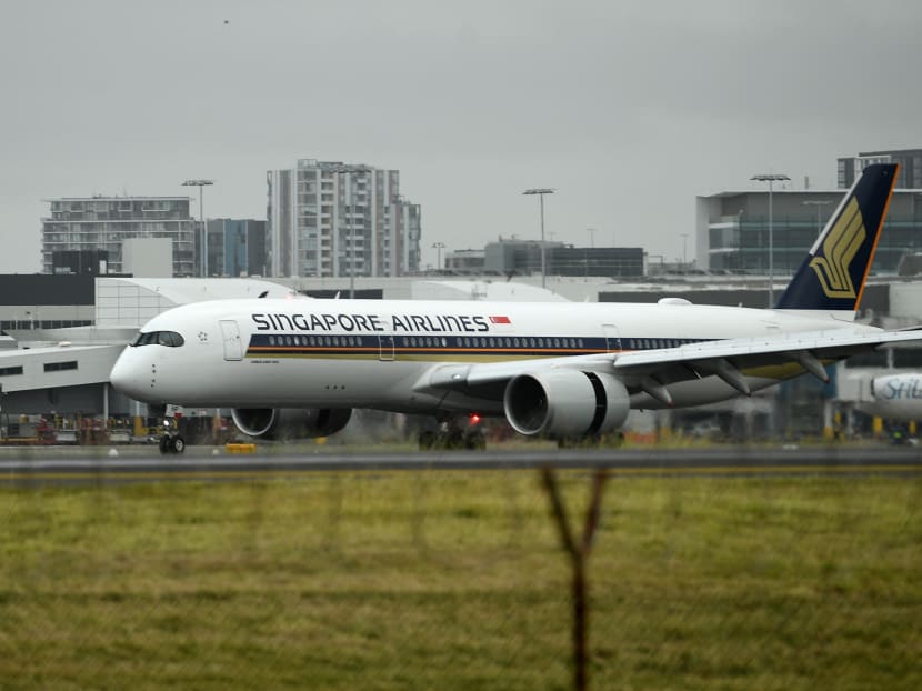 File photo of a Singapore Airlines flight at Sydney's airport in May 2021. File photo of a Singapore Airlines flight at Sydney's airport in May 2021.