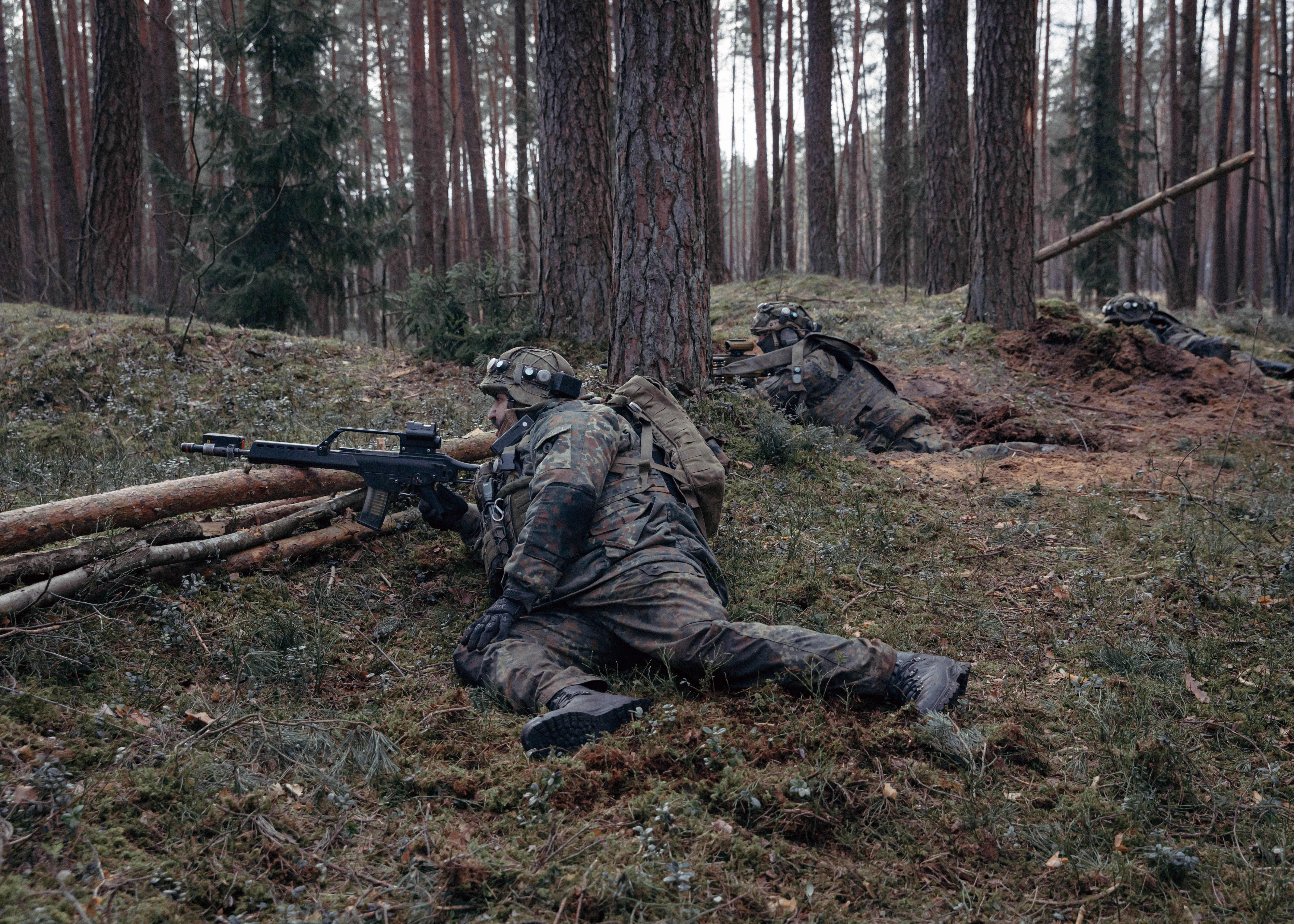 German soldiers during a NATO training exercise in Rukla, Lithuania, on March 8, 2022. Chancellor Olaf Scholz has promised to increase Germany’s military spending.  