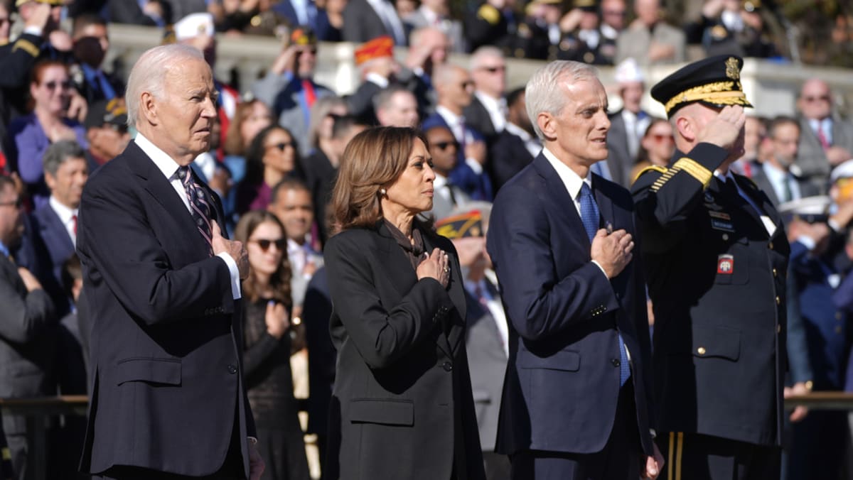 Harris appears with Biden for first time since election loss