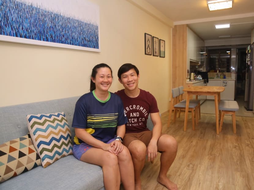 Mr Eugene Wong, 35, and his wife Ms Joanne Soh, 32, in their 3-room Indus Road HDB flat near River Valley. TODAY spoke to some young adults to find out why they bought flats they might outlive and the concerns they might have. Mr Eugene Wong, 35, and his wife Ms Joanne Soh, 32, in their 3-room Indus Road HDB flat near River Valley. TODAY spoke to some young adults to find out why they bought flats they might outlive and the concerns they might have.