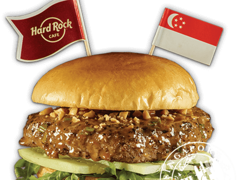 Chefs at Hard Rock Cafe Singapore came up with a satay burger for the South-east Asian leg of the World Burger Tour. Photo: Hard Rock Cafe
