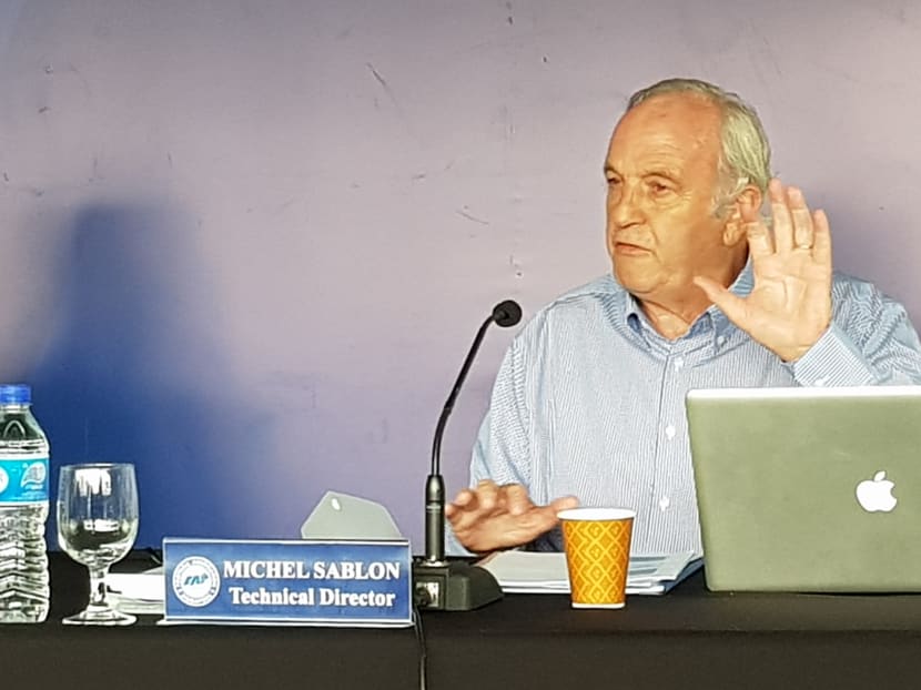 Football Association of Singapore technical director Michel Sablon at the press conference on Oct 18, 2018, to announce his resignation from the association.