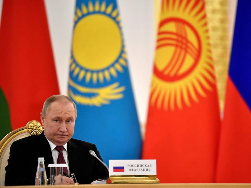 Russian President Vladimir Putin attends a meeting of the leaders of the Collective Security Treaty Organisation member states, at the Kremlin in Moscow, on May 16, 2022. Russian President Vladimir Putin attends a meeting of the leaders of the Collective Security Treaty Organisation member states, at the Kremlin in Moscow, on May 16, 2022.