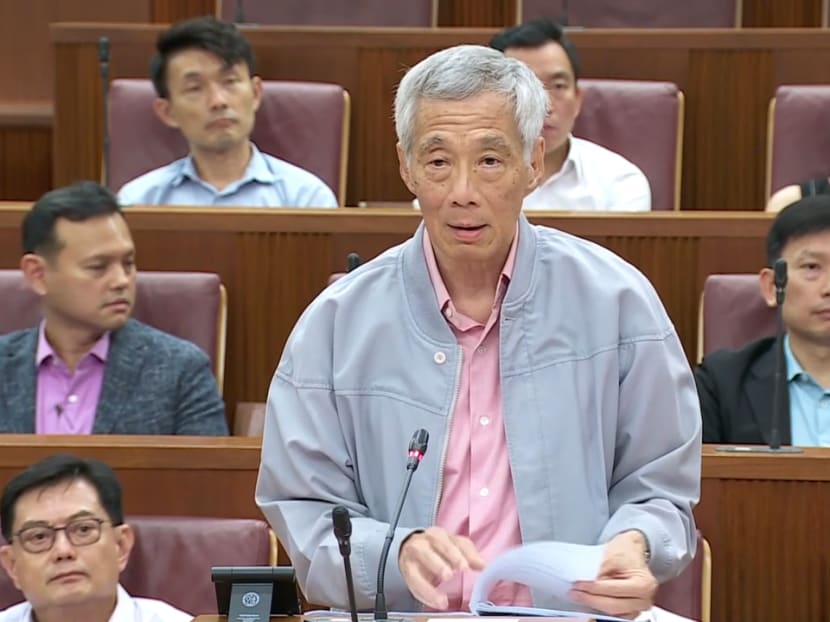 Prime Minister Lee Hsien Loong speaking in Parliament on April 19, 2023.