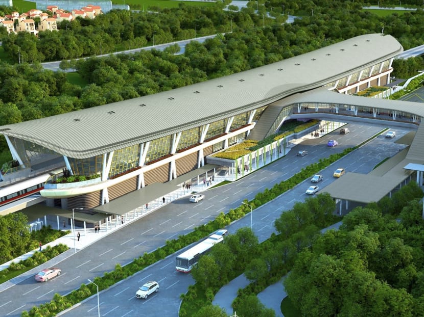An artist's impression of the upcoming Canberra MRT station, which is 75 per cent complete. The next stage of construction involves connecting the two existing tracks to and from Canberra station with a new 72-metre long crossover track, which will affect operations at five MRT stations along the North-South Line next month.