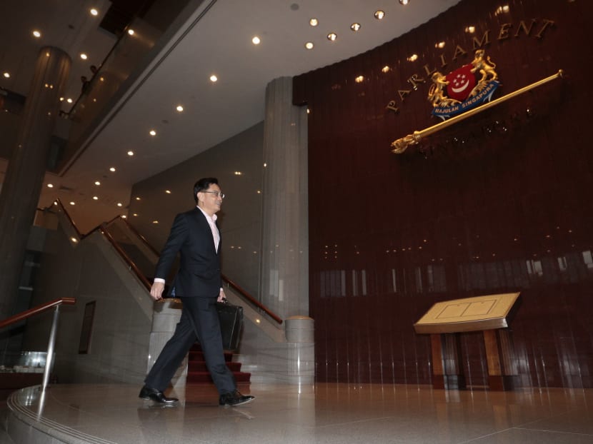 Minister Heng Swee Keat arrives at the Parliament House on March 24, 2016. Photo: Jason Quah