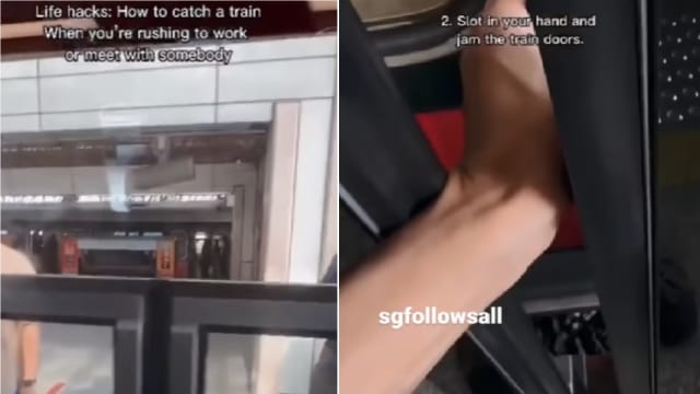 男子“徒手挡门”让地铁车门重开 SMRT报警处理