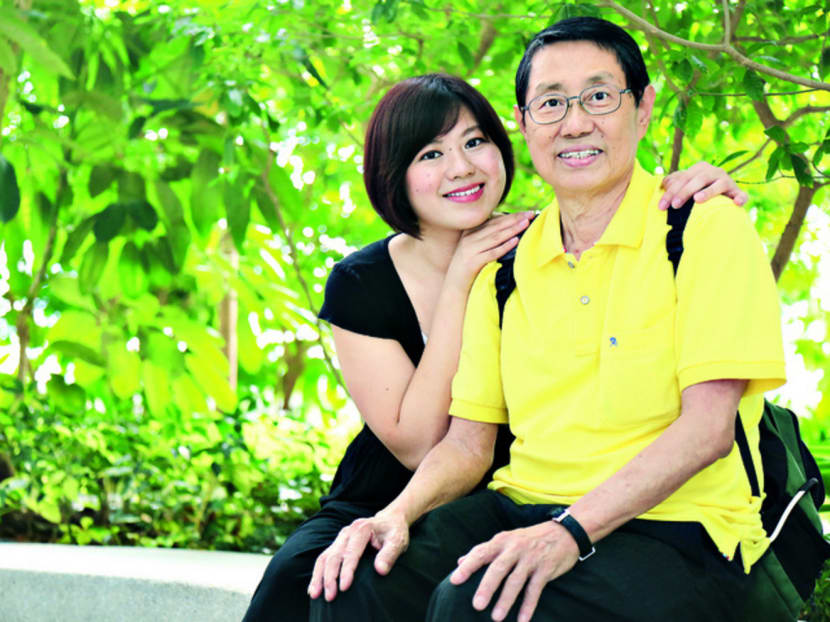 Ms Choy Wen Hui quit her job two years ago to take care of her father, Mr Choy Kam Seng, who has a heart condition. Photo: KOH MUI FONG