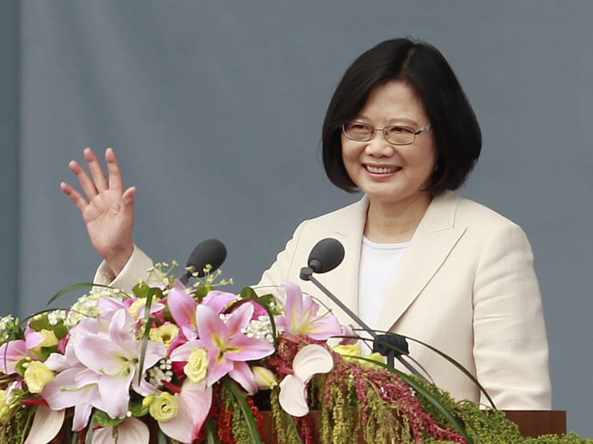 Taiwan's President Tsai Ing-wen waves as she delivers an acceptance speech during her inauguration ceremony in Taipei, Taiwan. Photo: AP
