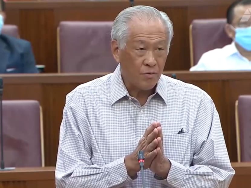 Defence Minister Ng Eng Hen speaking in Parliament on July 6, 2021.