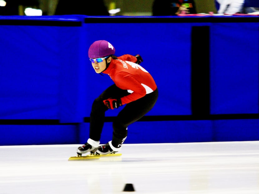 Cheyenne is the first Singapore female skater to qualify for the prestigious World Short Track Speed Skating Championships, which will be held in Rotterdam next year. Photo: Bill Christ