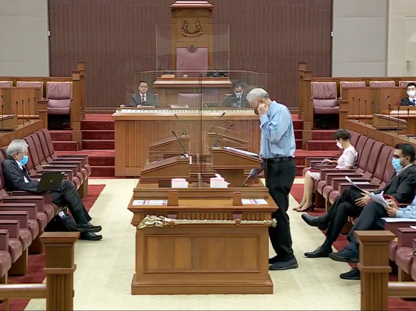 Defence Minister Ng Eng Hen speaking during the Committee of Supply debate in Parliament on March 2, 2022.