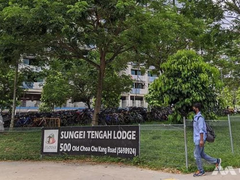 Foreign worker dormitory Sungei Tengah Lodge at Old Choa Chu Kang Road was declared an isolation area after a spike of Covid-19 cases there.