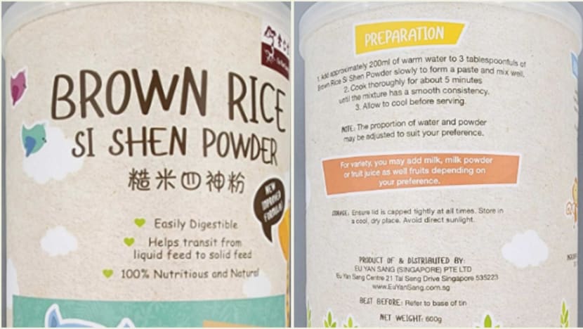 Eu Yan Sang ordered to recall Brown Rice Si Shen powder due to excess toxin, chemical presence