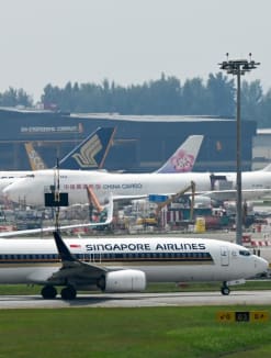 A file photo of a Singapore Airlines plane on the tarmac of Singapore Changi Airport.