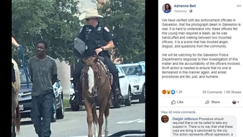 Photo of officers leading black man by a rope in Texas sparks outrage