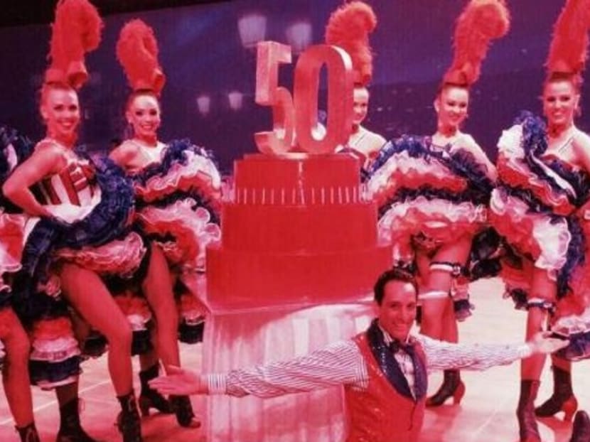 The Moulin Rouge from Paris in Singapore to perform at a special gala on Saturday in celebration of Singapore's 50th anniversary as well as the 50th year of France-Singapore relations. Photo: Moulin Rouge