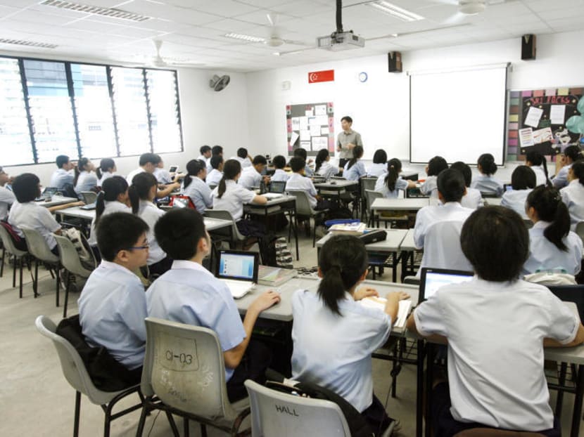 Students having a lesson in a classroom in Ngee Ann Secondary School. TODAY file photo