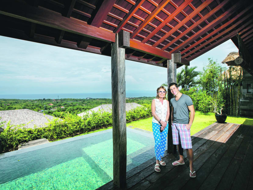 Max and his mum at their boutique resort which they've created together