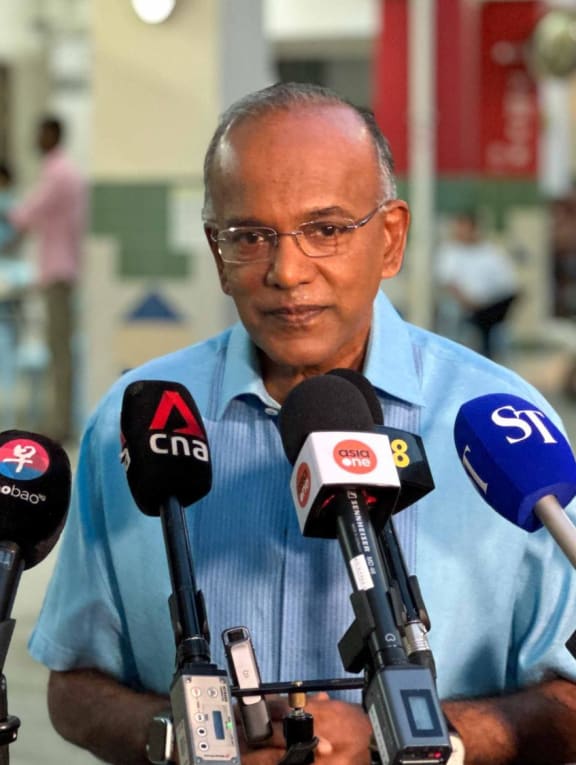 Law and Home Affairs Minister K Shanmugam addressing reporters on May 23, 2023.