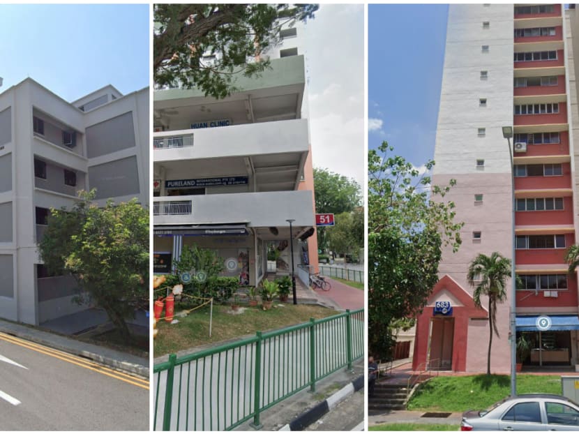 Housing blocks at 237 Bukit Batok East Avenue 5, 51 Chin Swee Road and 683 Tessensohn Road.