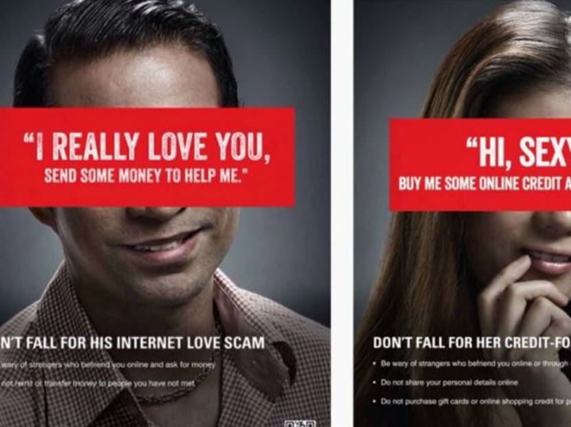 Posters warning the public against online scams. Images: SPF