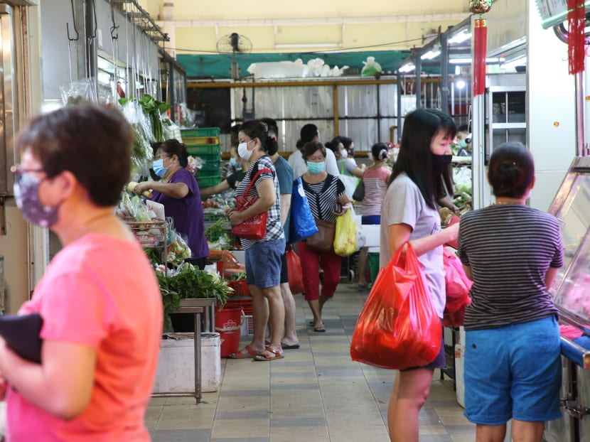 A file photo of people doing their marketing at Chong Boon Market and Food Centre in Ang Mo Kio.